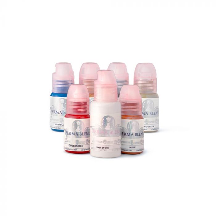 Grouping of all permanent makeup inks by Perma Blend