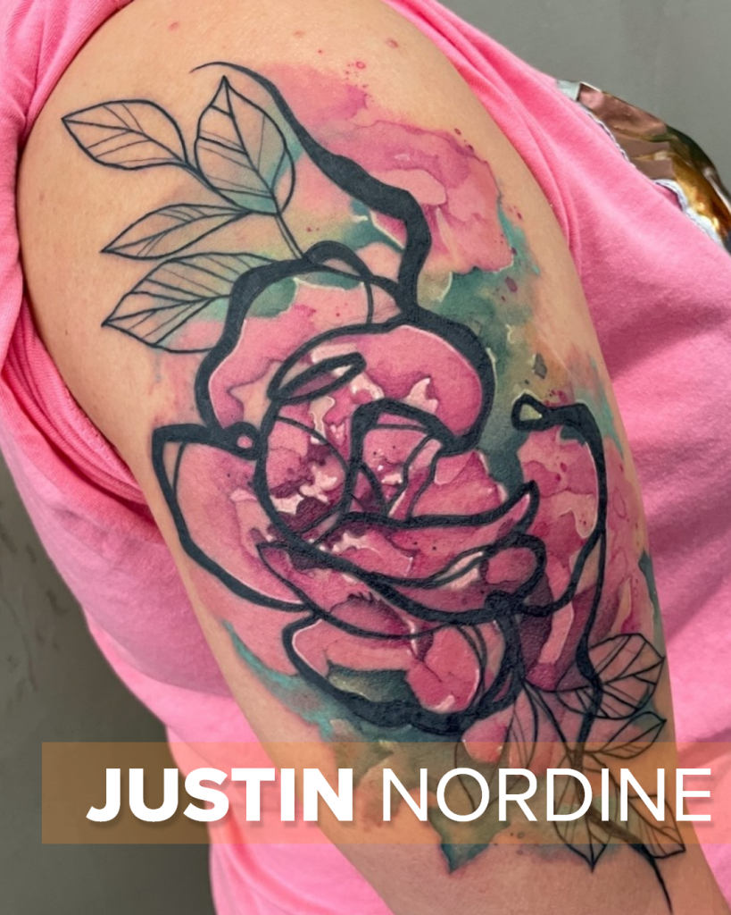 Floral tattoo by bisexual tattoo artist, Justin Nordine