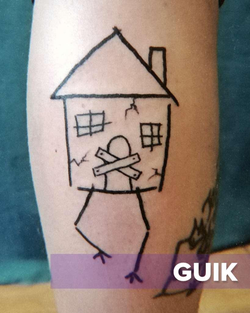 House tattoo by queer tattoo artist, Guik 
