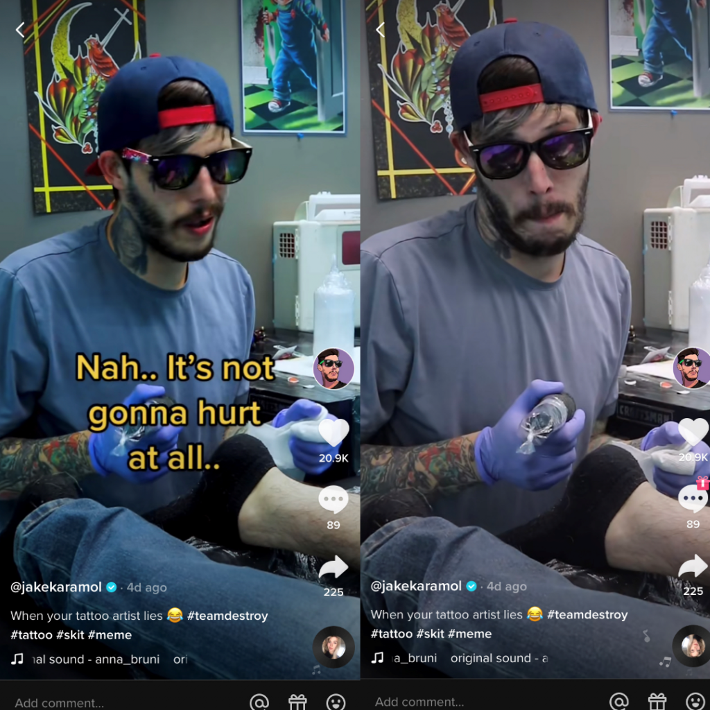Jake Karamol being a successful tattoo artist on TikTok