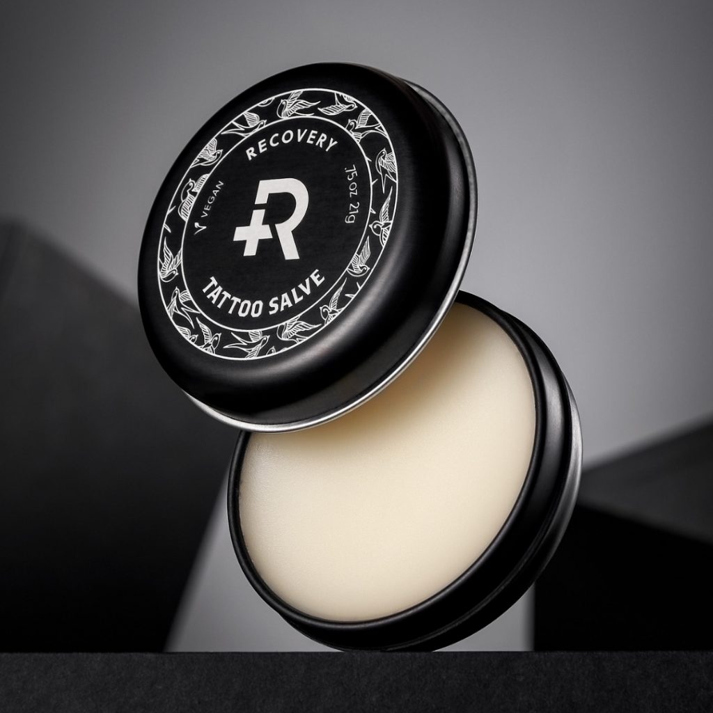 Open tub of Recovery Tattoo Salve