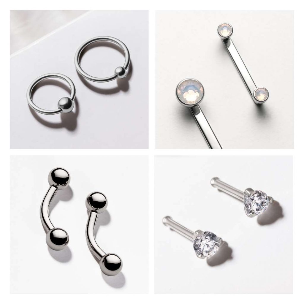 Collage of basic body jewelry