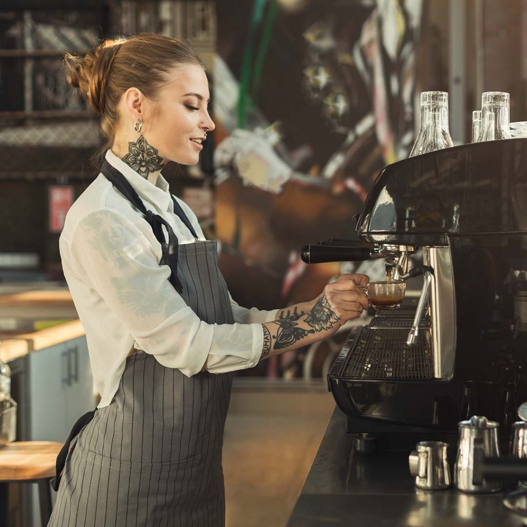 Bartender with tattoos
