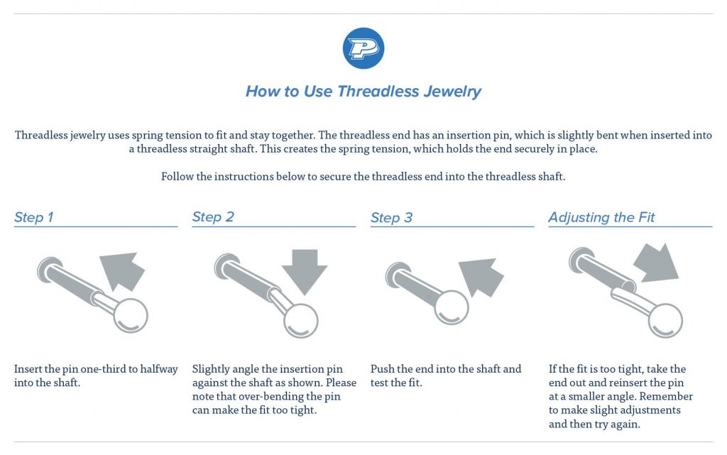 How to use threadless body jewelry diagram